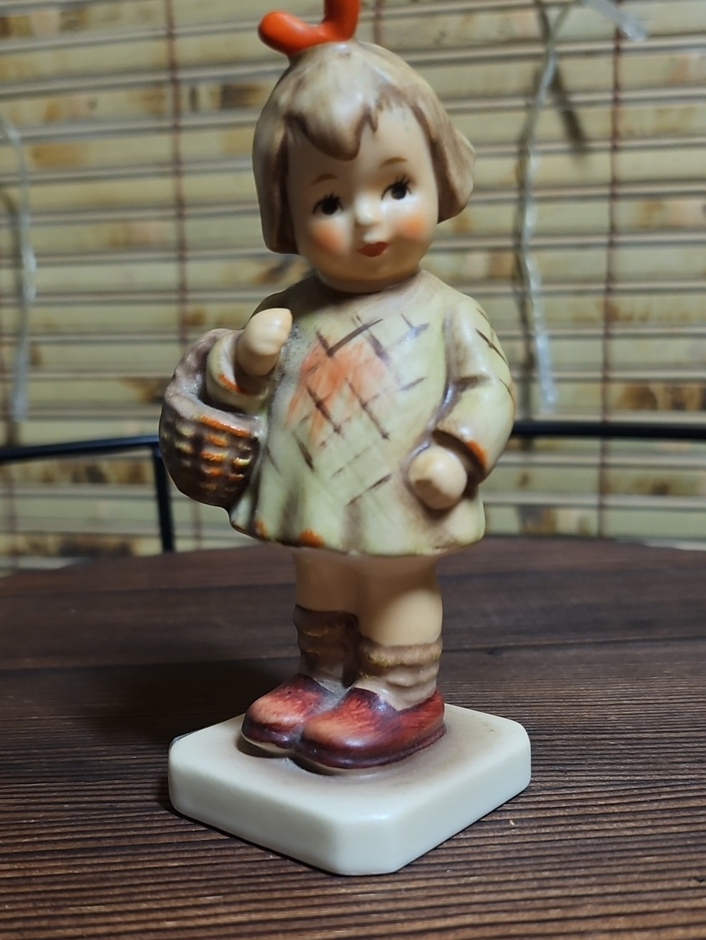 Goebel Hummel Hand-Painted Figurine in Cream, Brown and Red